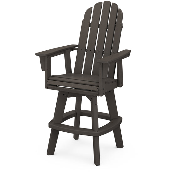 Vineyard Curveback Adirondack Swivel Bar Chair Vintage Finish