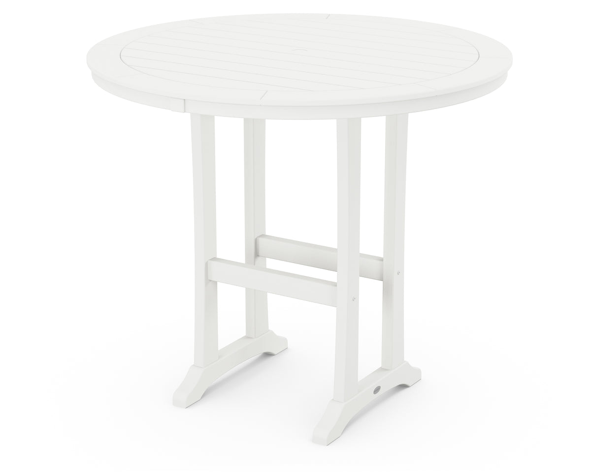 Nautical Trestle 48" Round Bar Table Vintage Finish Porch and Patio Casual Living Porch & Patio