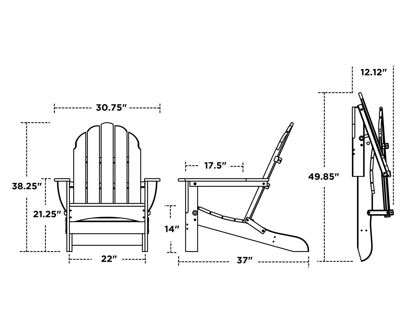 Classic Oversized Folding Adirondack Chair