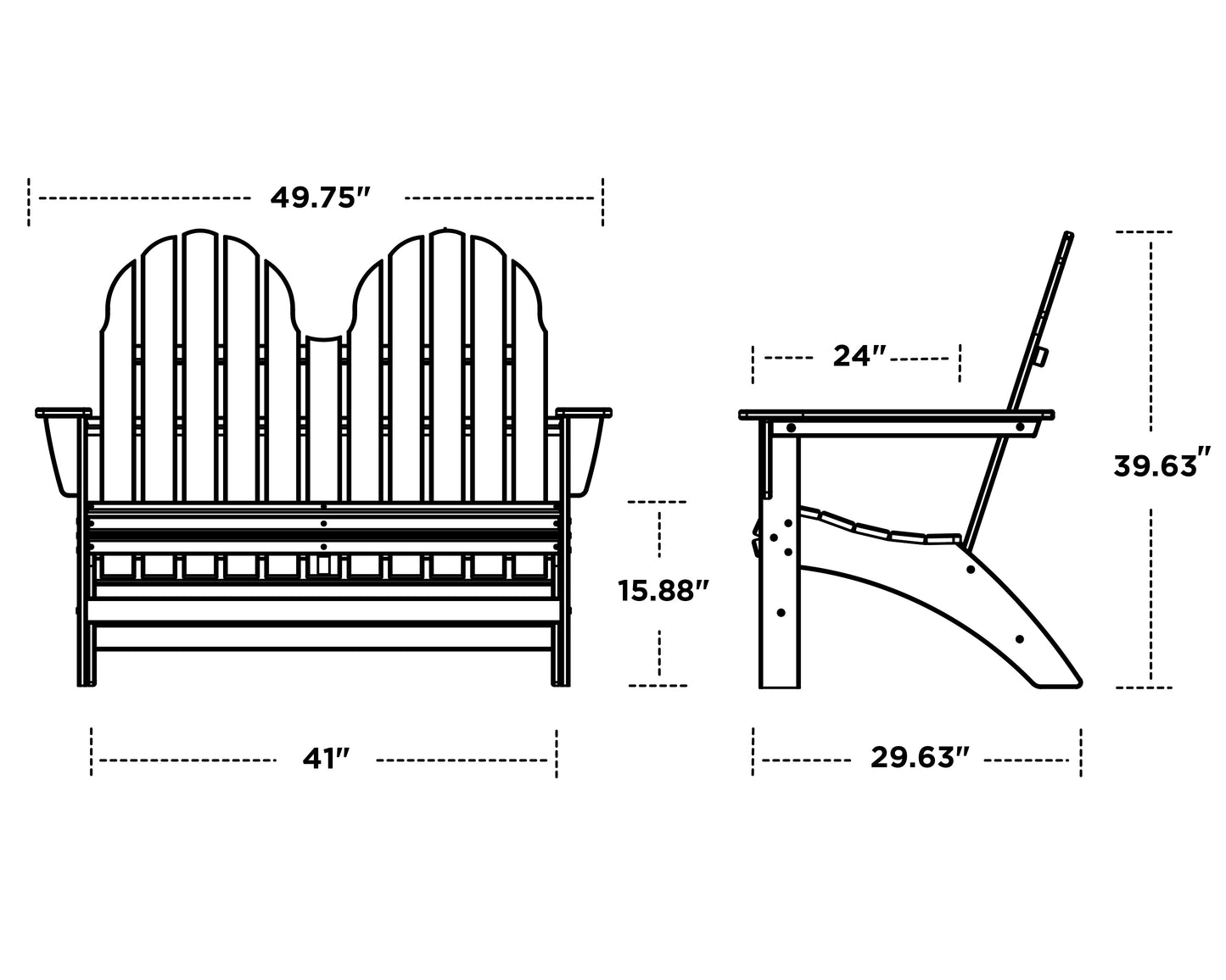 Vineyard Adirondack Bench Vintage Finish