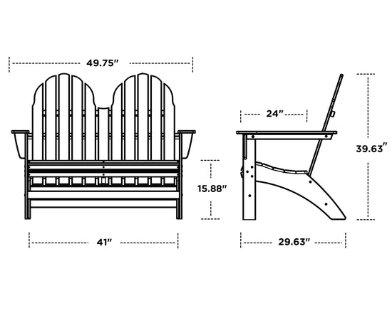 Vineyard Adirondack Bench Vintage Finish