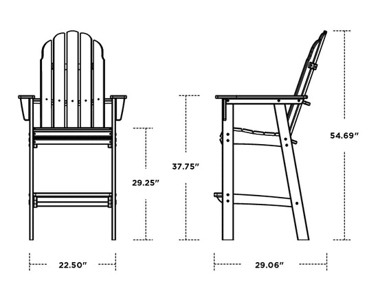 Vineyard Curveback Adirondack Bar Chair Vintage Finish