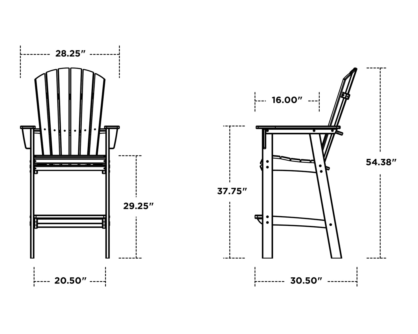 Nautical Curveback Adirondack Bar Chair