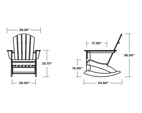 Nautical Adirondack Rocking Chair Vintage Finish