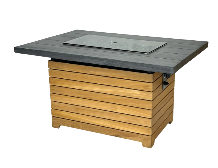 Darien Teak 42" x 30" Rectangular Fire Pit