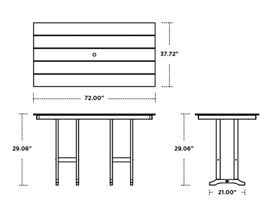 Lakeside Farmhouse 37" x 72" Dining Table