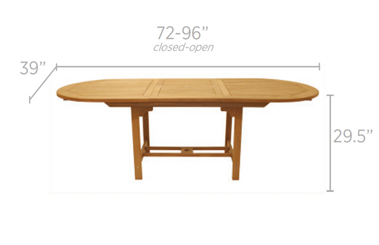 72/96" Family Oval Expansion Table