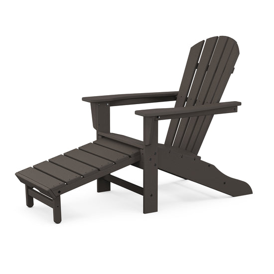 Palm Coast Adirondack Chair with Hideaway Ottoman Vintage Finish