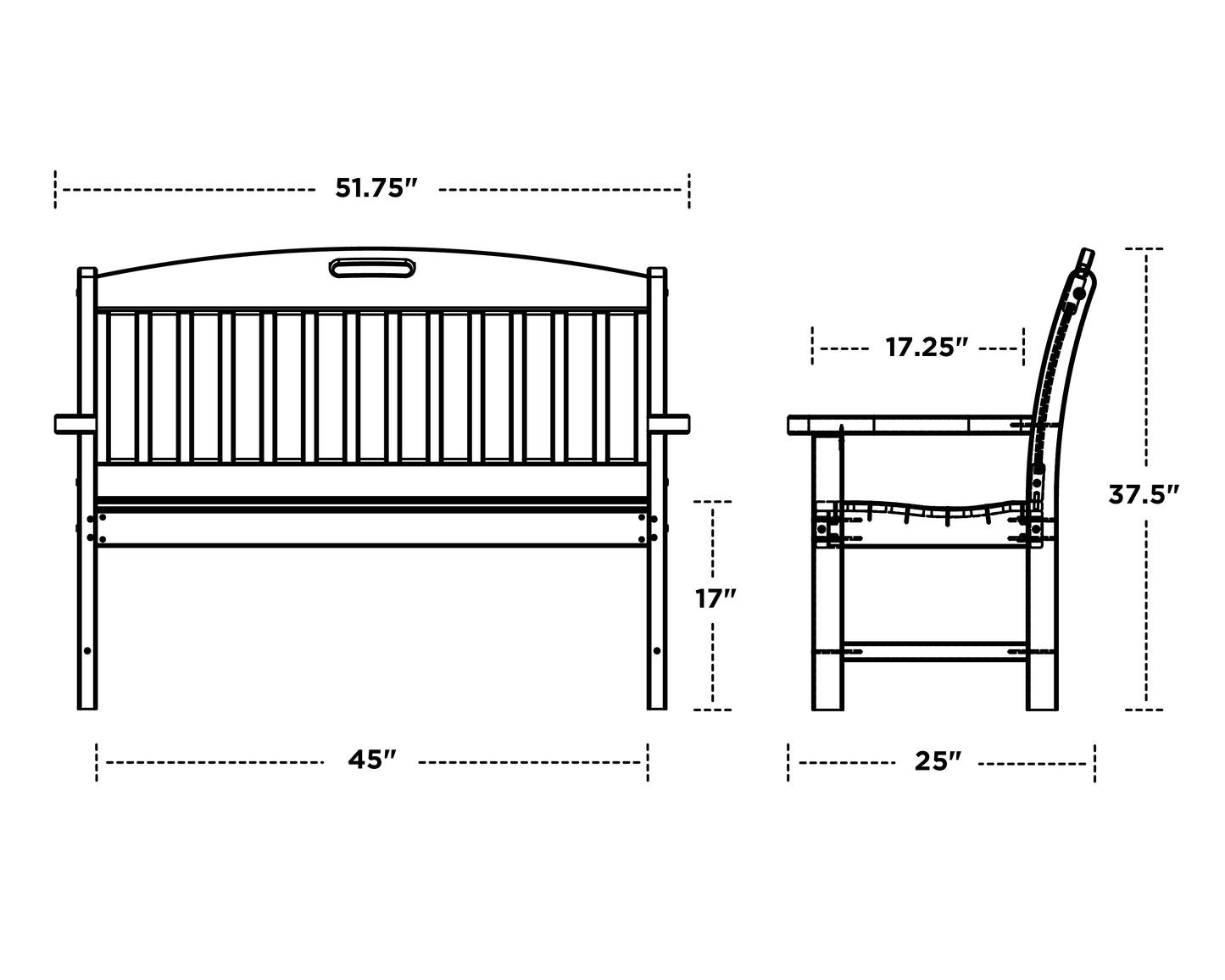 Nautical 48" Bench Vintage Finish