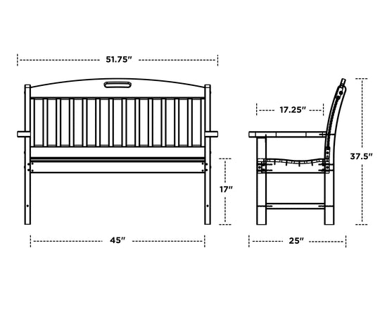 Nautical 48" Bench Vintage Finish