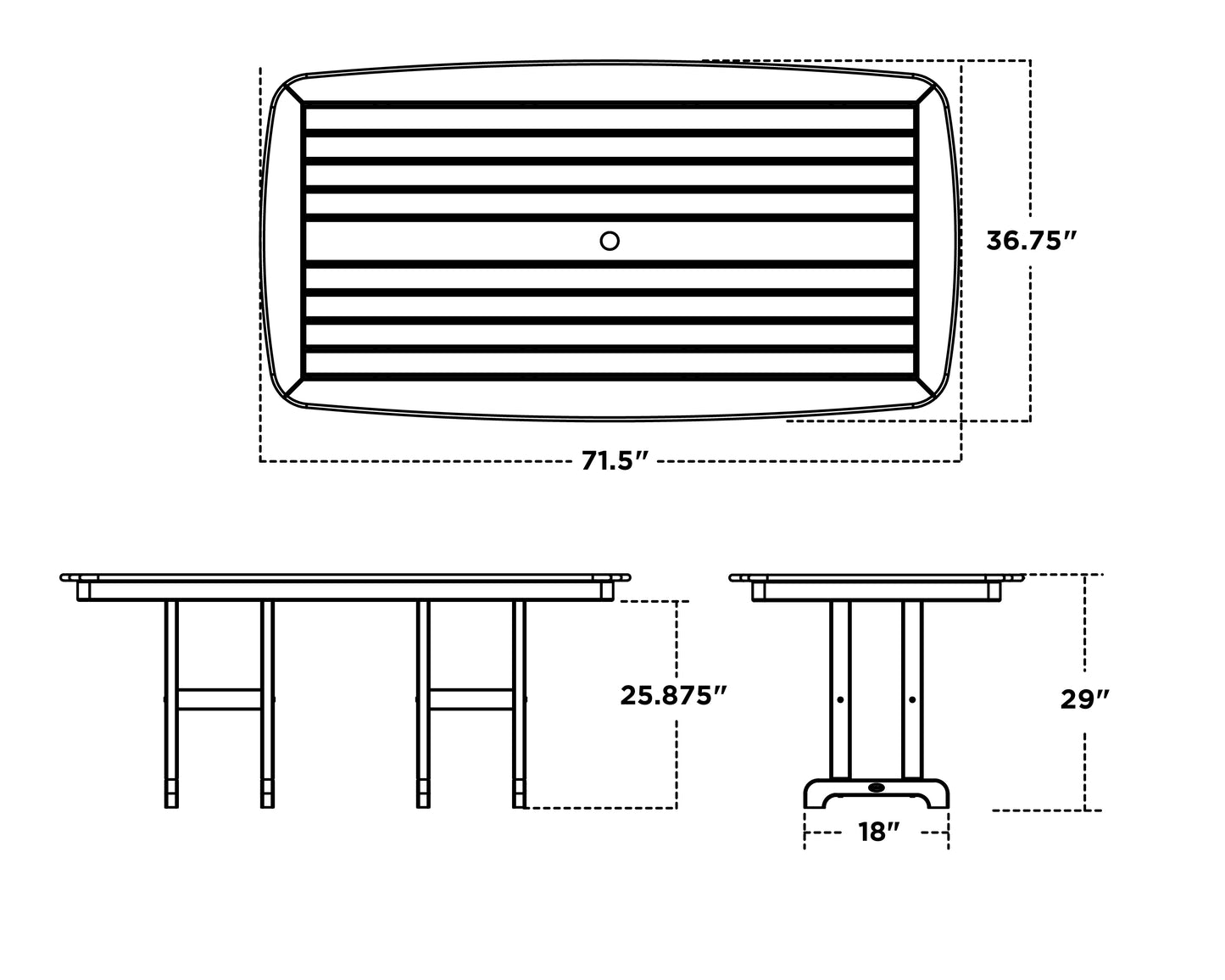 Nuatical 37" x 72" Dining Table