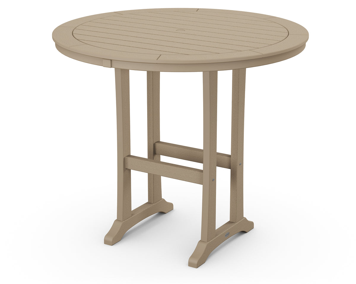 Nautical Trestle 48" Round Bar Table Vintage Finish Porch and Patio Casual Living Porch & Patio
