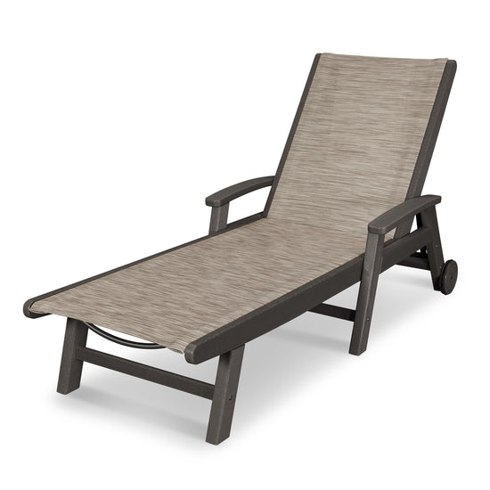 Coastal Chaise with Wheel Vintage Finish