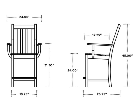 Vineyard Counter Arm Chair Vintage Finish