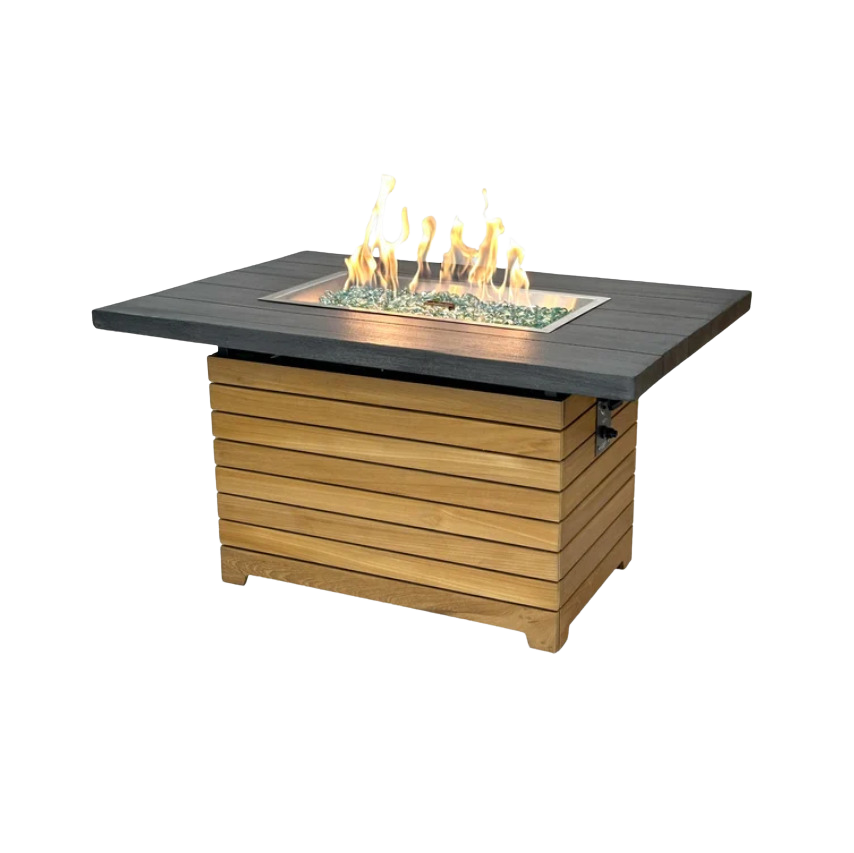 Darien Teak 42" x 30" Rectangular Fire Pit
