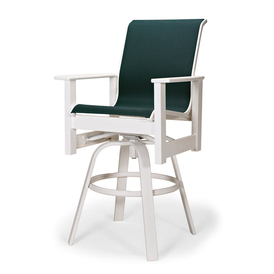 Leeward Sling Bar Height Swivel Arm Chair