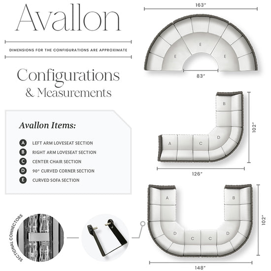 Avallon Wedge Armrest Section